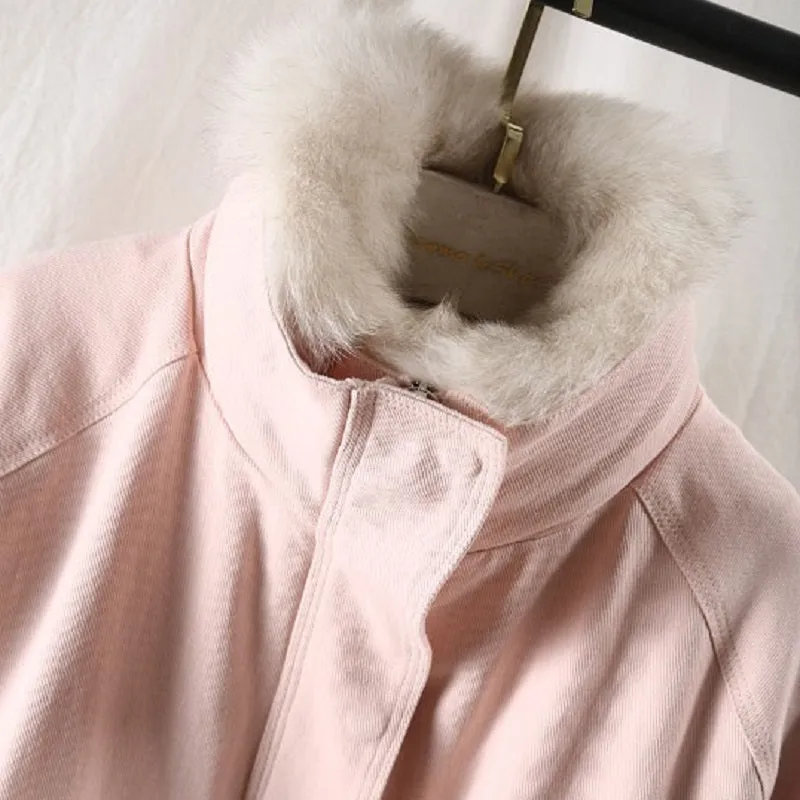 Women's Winter Casual Loose Short Parka With Rabbit Fur