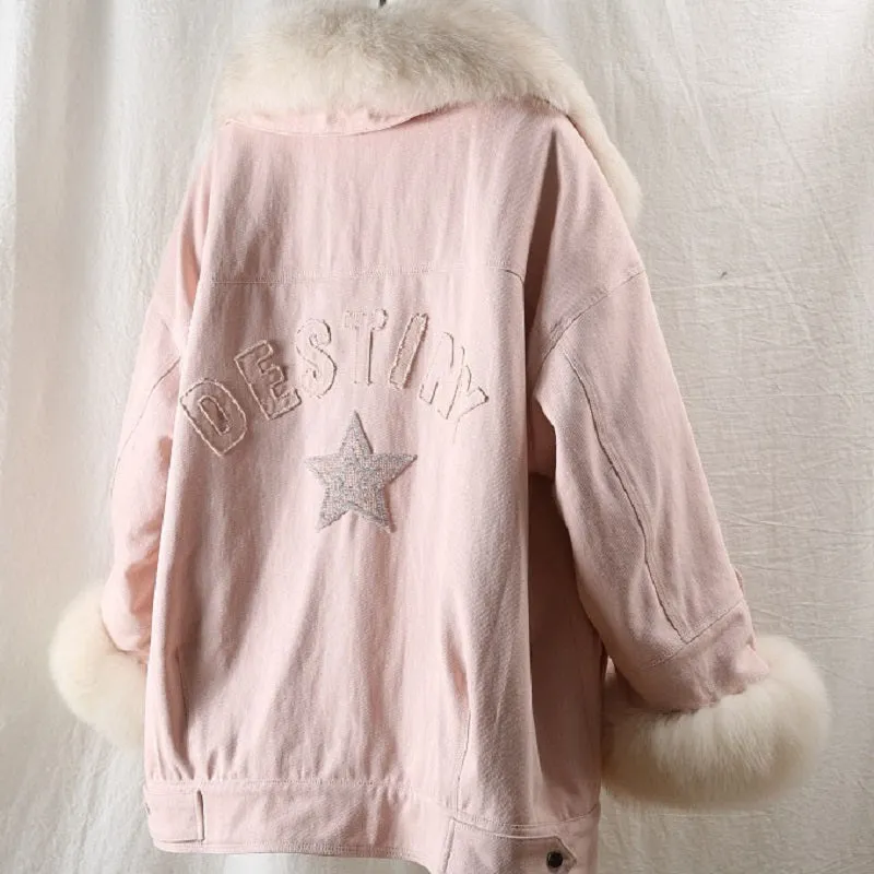 Women's Winter Casual Loose Short Parka With Rabbit Fur