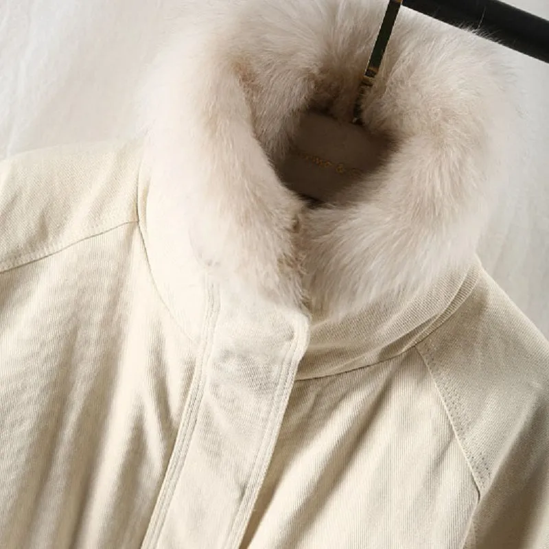 Women's Winter Casual Loose Short Parka With Rabbit Fur