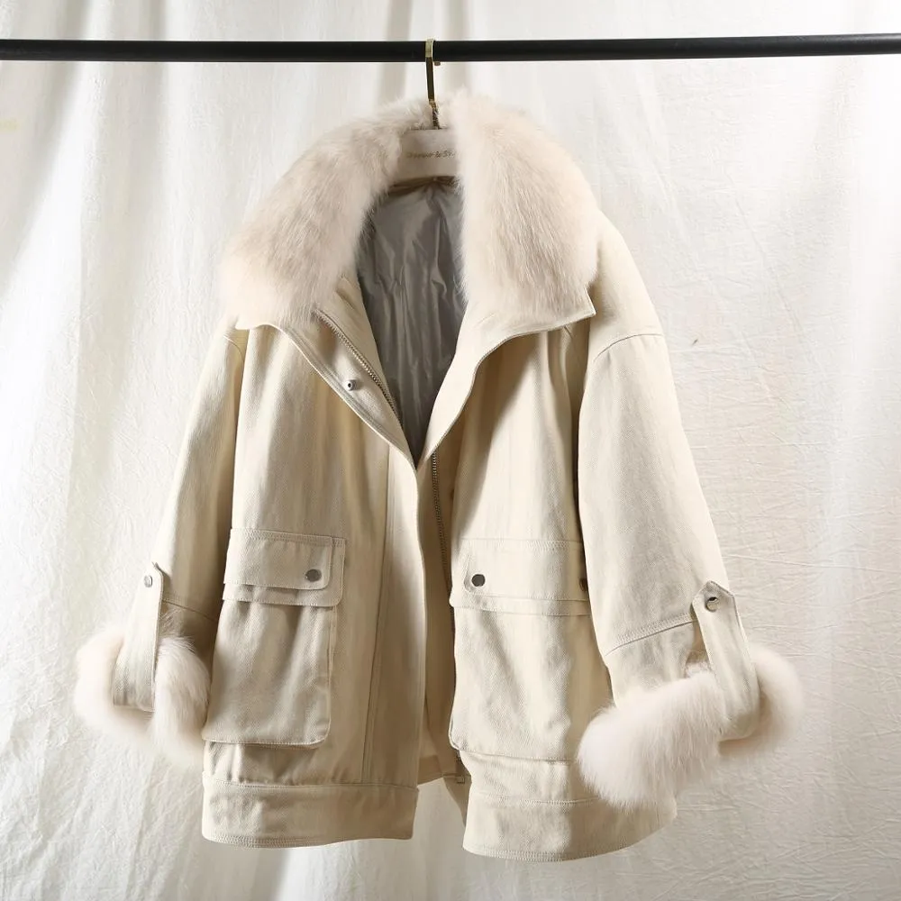 Women's Winter Casual Loose Short Parka With Rabbit Fur