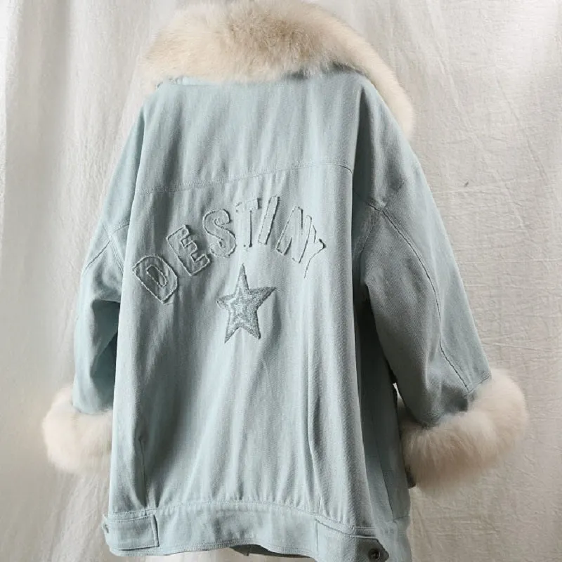 Women's Winter Casual Loose Short Parka With Rabbit Fur
