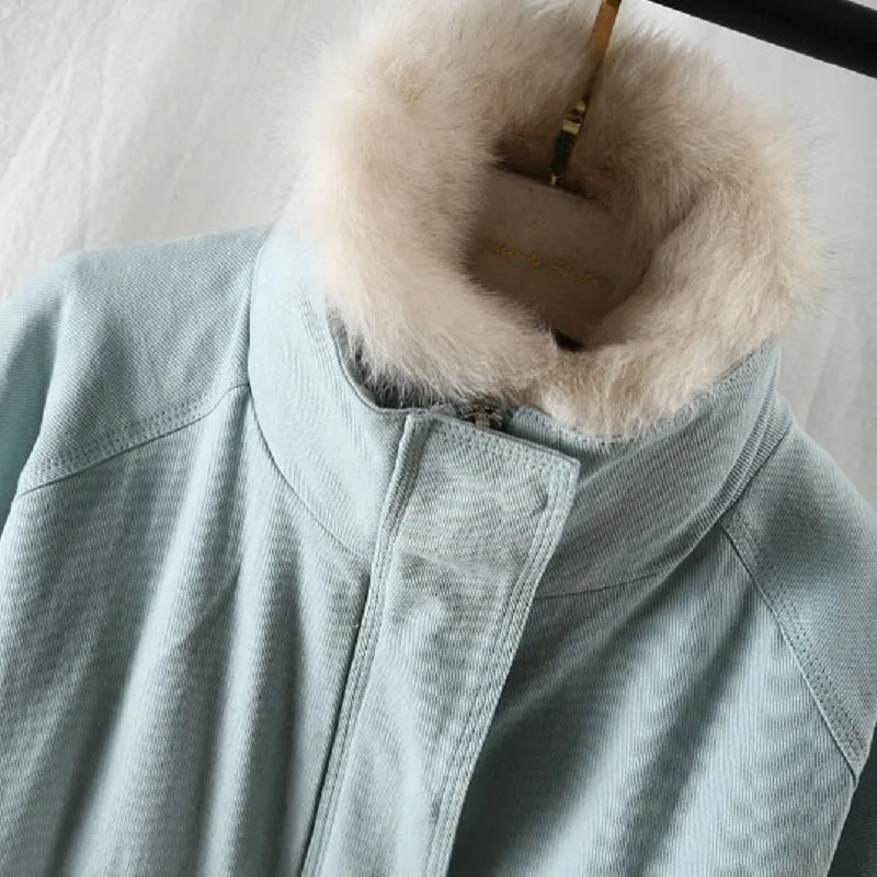 Women's Winter Casual Loose Short Parka With Rabbit Fur