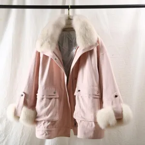 Women's Winter Casual Loose Short Parka With Rabbit Fur