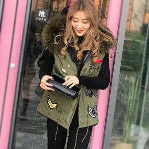 Women's Winter Casual Short Slim Vest With Raccoon Fur