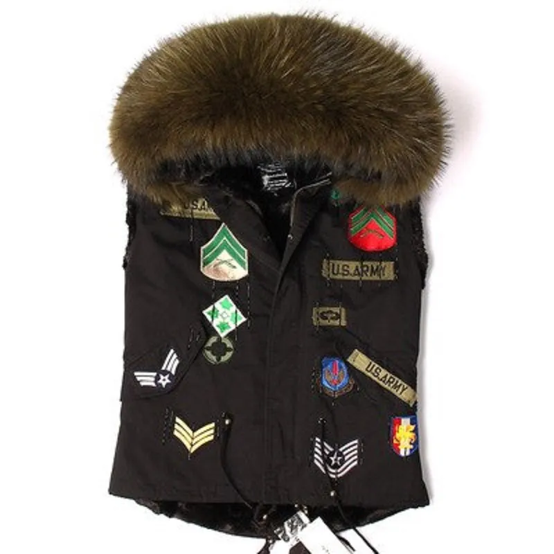 Women's Winter Casual Short Slim Vest With Raccoon Fur