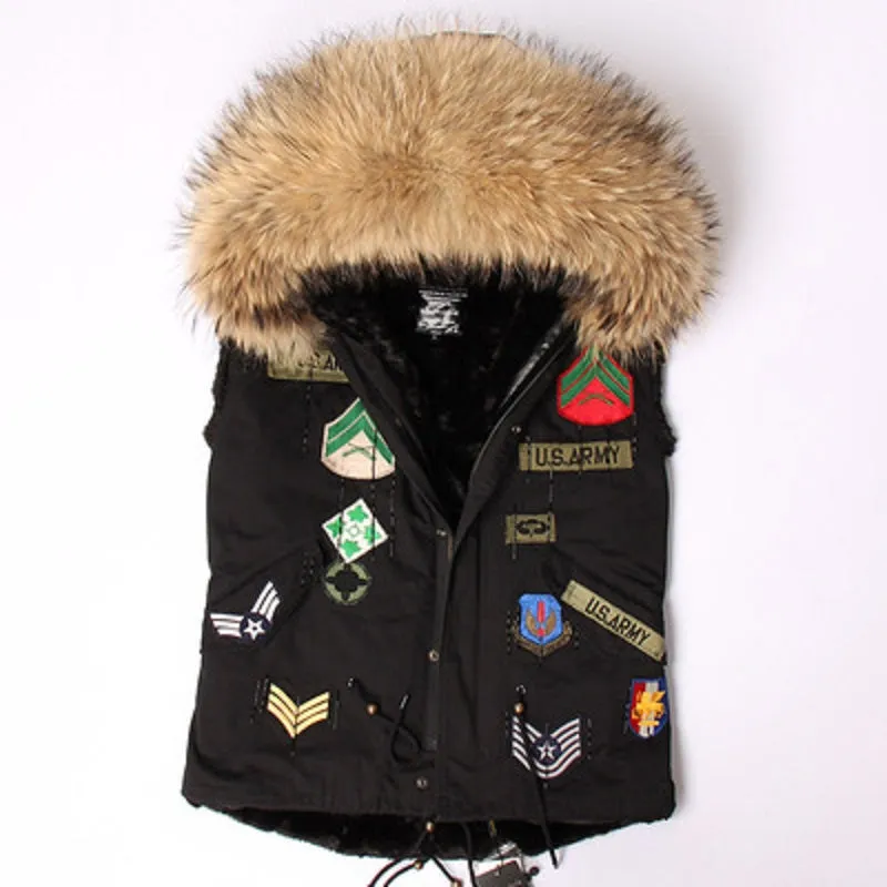 Women's Winter Casual Short Slim Vest With Raccoon Fur