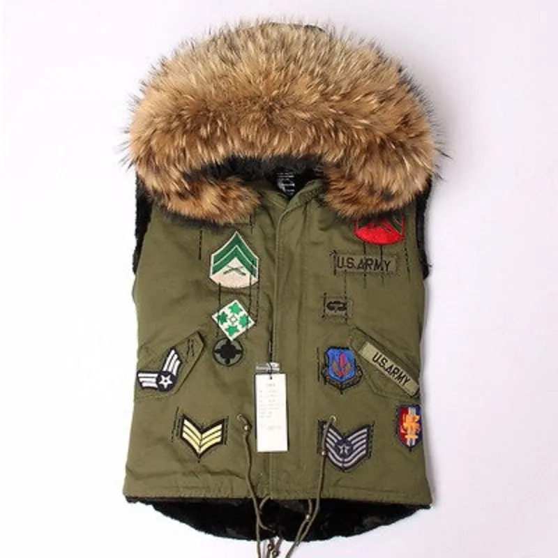 Women's Winter Casual Short Slim Vest With Raccoon Fur