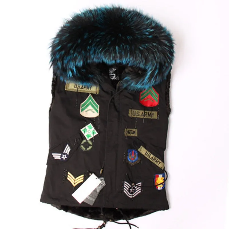 Women's Winter Casual Short Slim Vest With Raccoon Fur