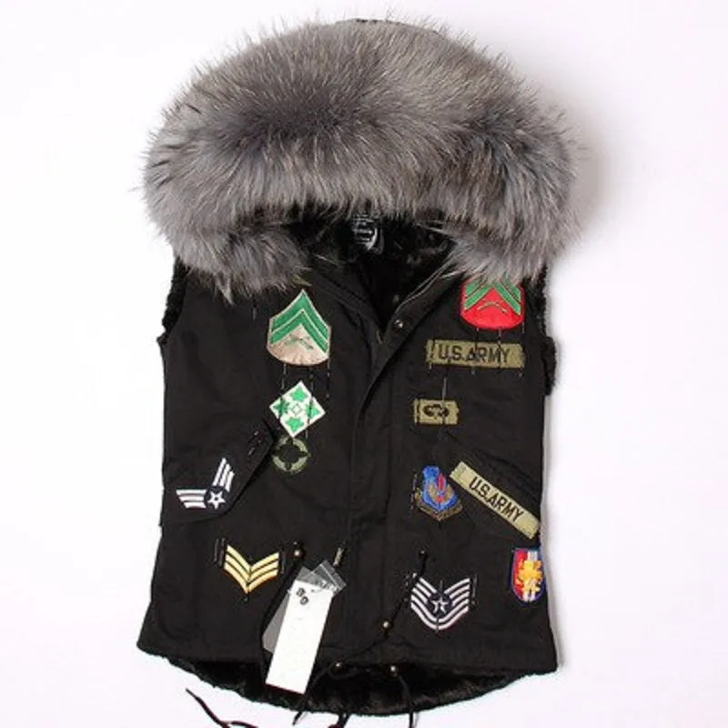 Women's Winter Casual Short Slim Vest With Raccoon Fur