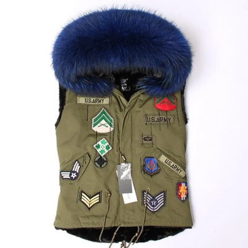 Women's Winter Casual Short Slim Vest With Raccoon Fur