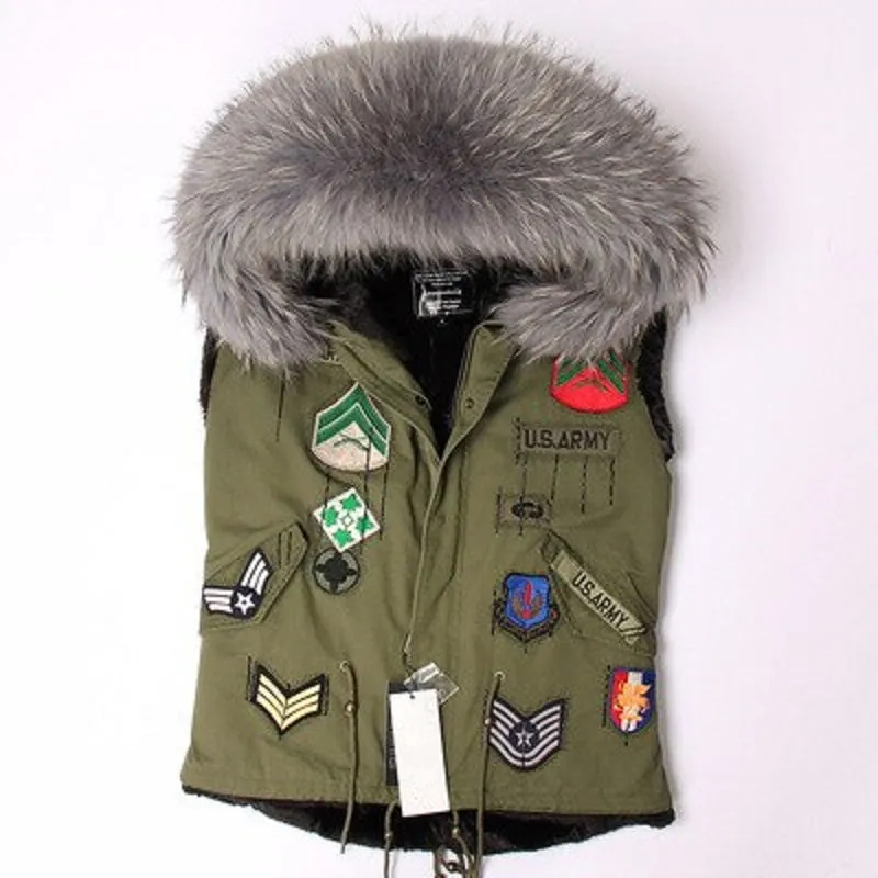 Women's Winter Casual Short Slim Vest With Raccoon Fur