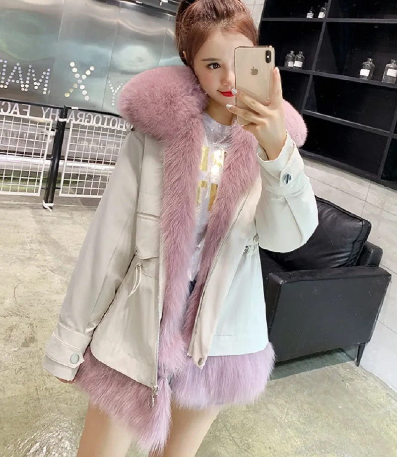 Women's Winter Casual Short Thick Parka With Rabbit Fur