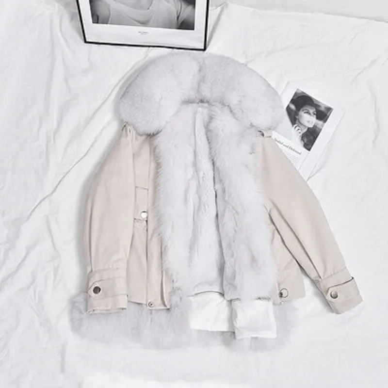 Women's Winter Casual Short Thick Parka With Rabbit Fur