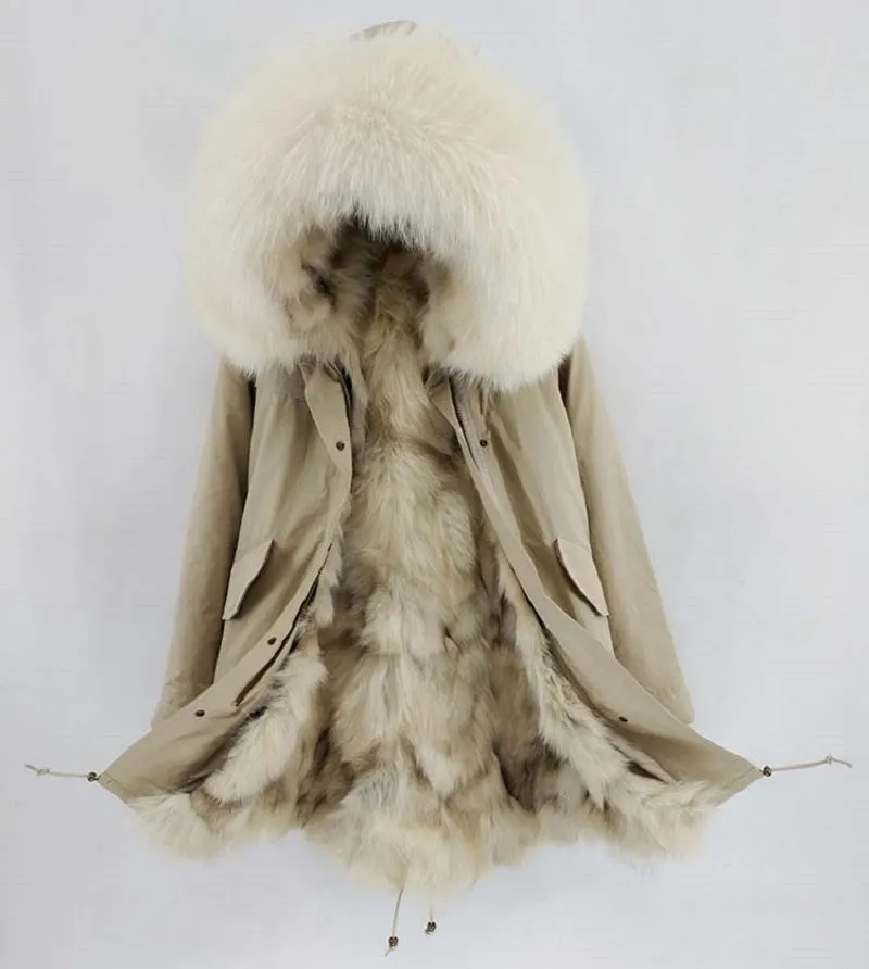 Women's Winter Casual Slim Long Parka With Raccoon Fur