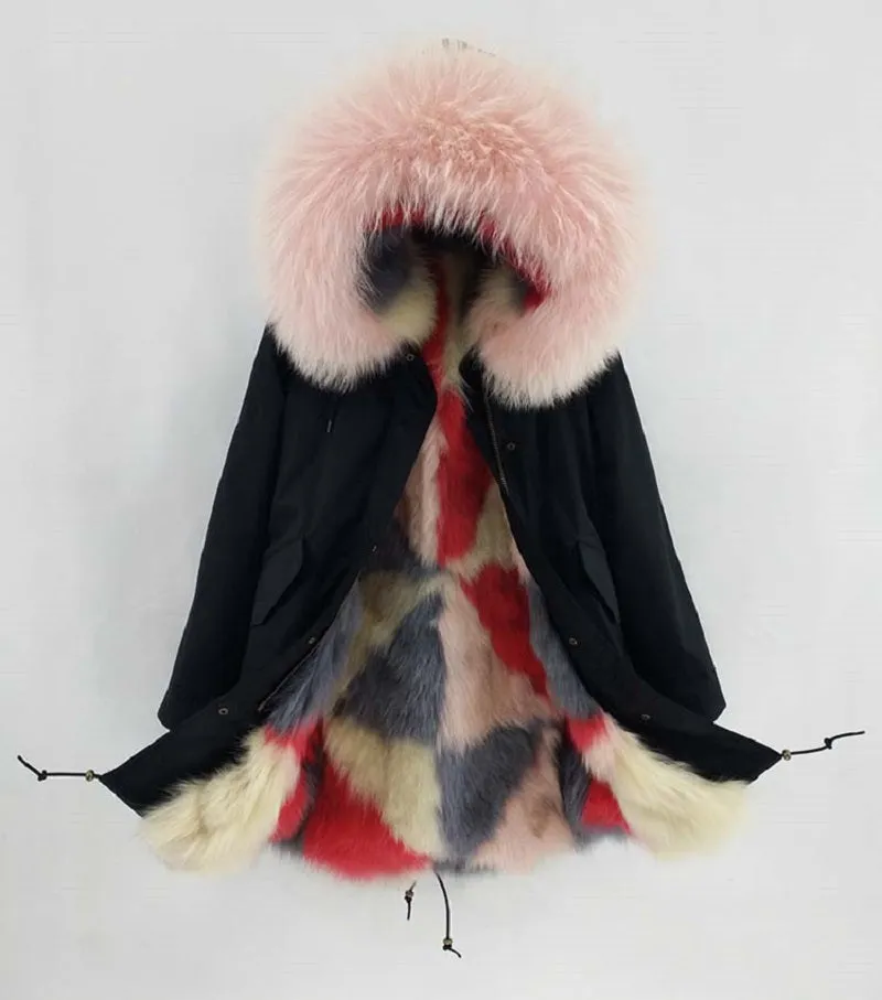 Women's Winter Casual Slim Long Parka With Raccoon Fur