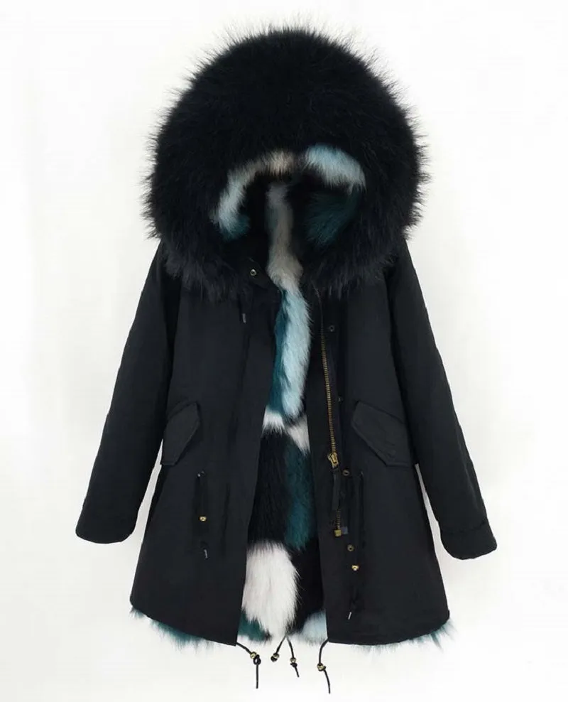 Women's Winter Casual Slim Long Parka With Raccoon Fur