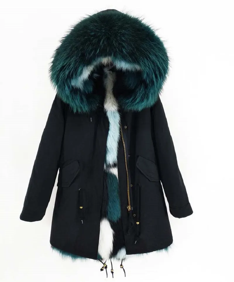 Women's Winter Casual Slim Long Parka With Raccoon Fur