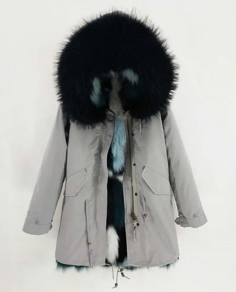 Women's Winter Casual Slim Long Parka With Raccoon Fur