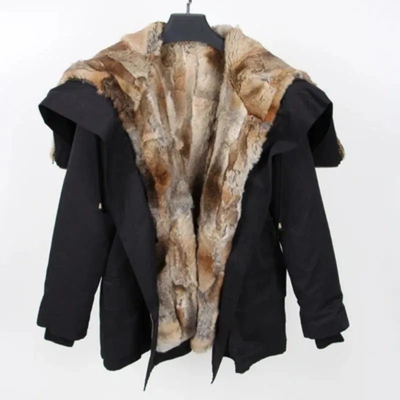 Women's Winter Casual Thick Bat-Sleeved Parka With Fur