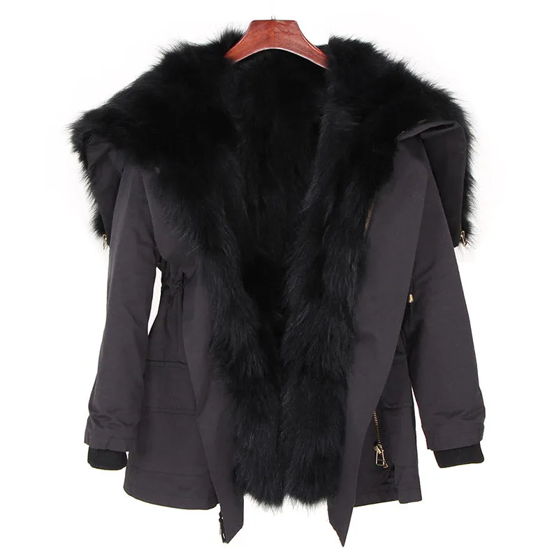 Women's Winter Casual Thick Bat-Sleeved Parka With Fur