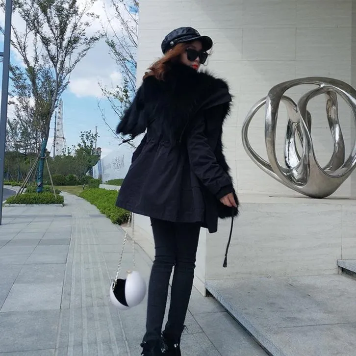 Women's Winter Casual Thick Bat-Sleeved Parka With Fur