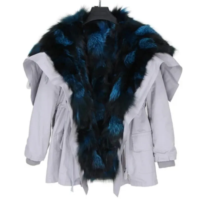 Women's Winter Casual Thick Bat-Sleeved Parka With Fur