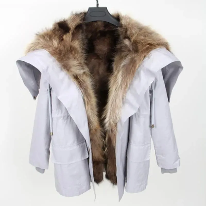 Women's Winter Casual Thick Bat-Sleeved Parka With Fur