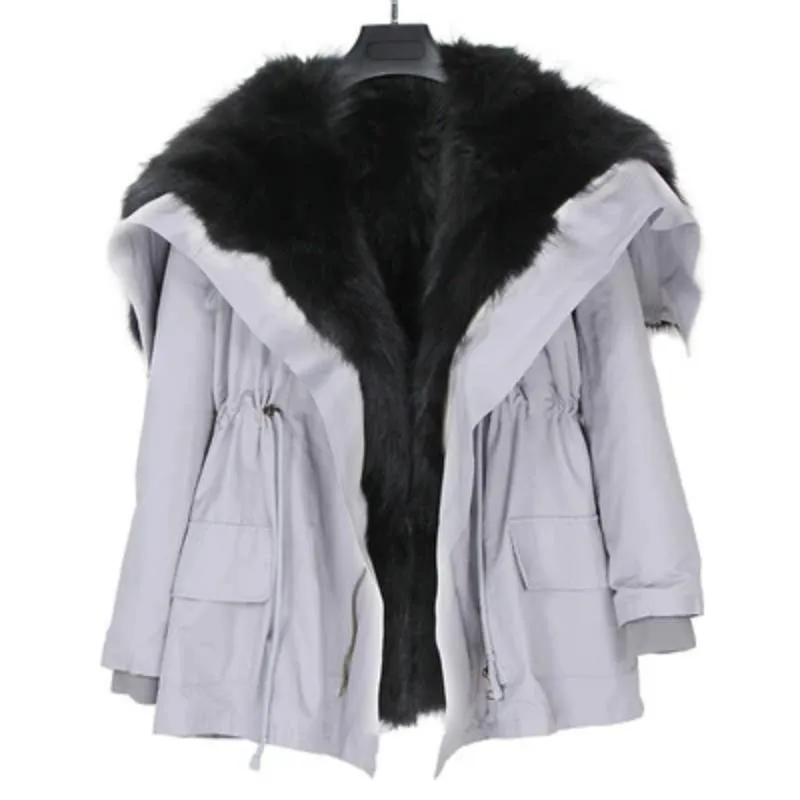 Women's Winter Casual Thick Bat-Sleeved Parka With Fur