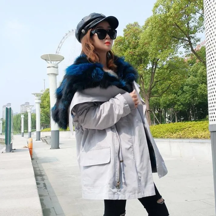 Women's Winter Casual Thick Bat-Sleeved Parka With Fur