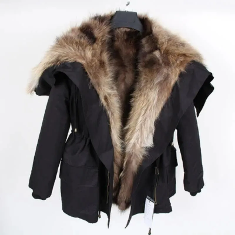 Women's Winter Casual Thick Bat-Sleeved Parka With Fur