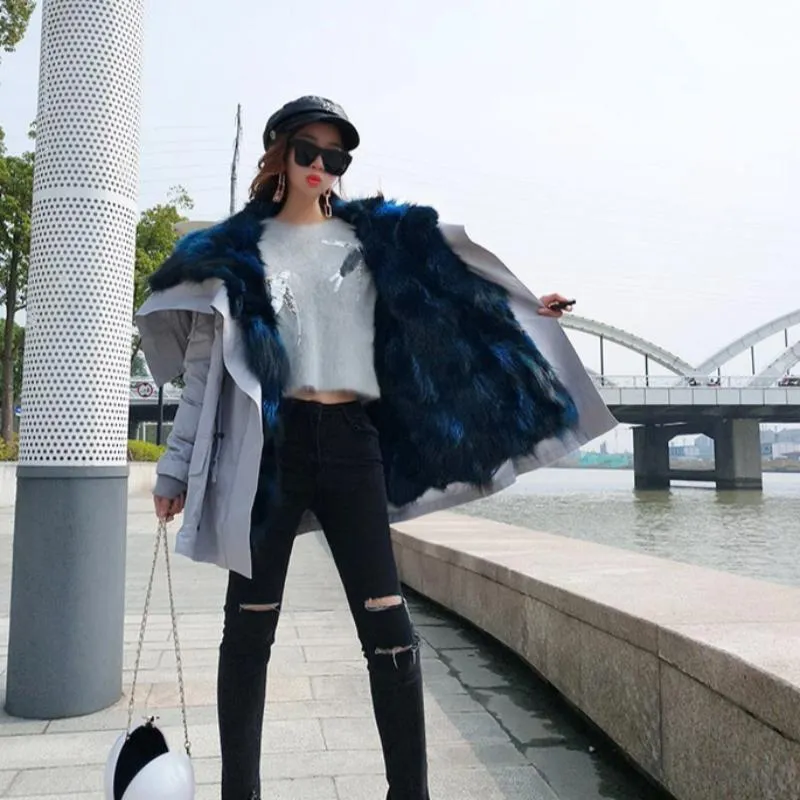 Women's Winter Casual Thick Bat-Sleeved Parka With Fur