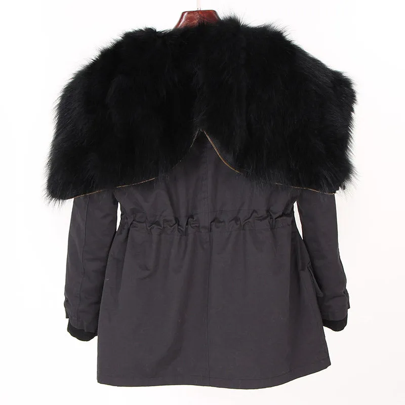 Women's Winter Casual Thick Bat-Sleeved Parka With Fur