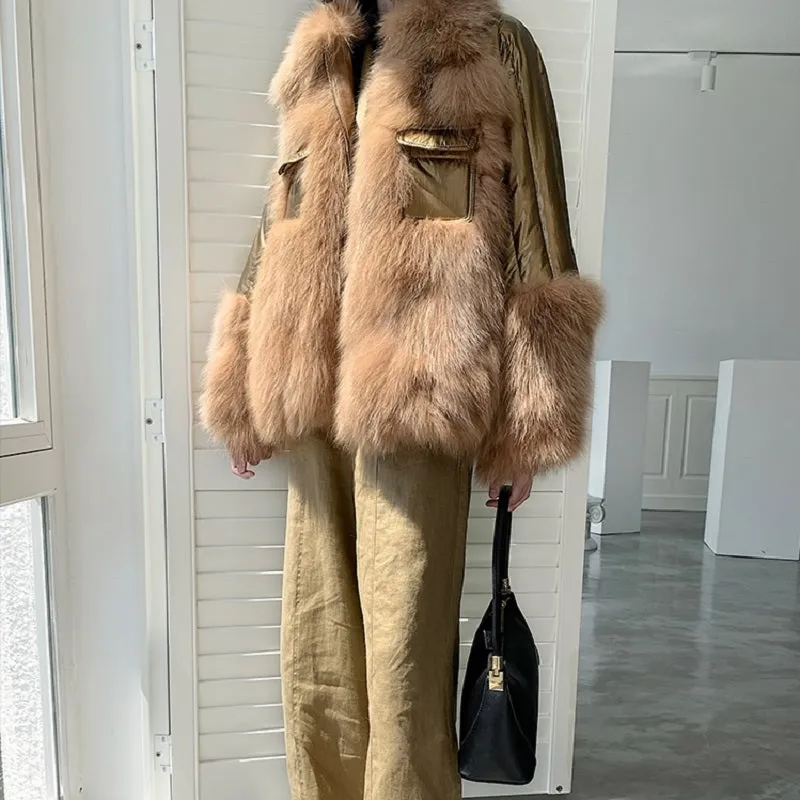 Women's Winter Casual Thick Loose Coat With Fox Fur
