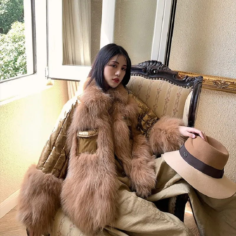 Women's Winter Casual Thick Loose Coat With Fox Fur