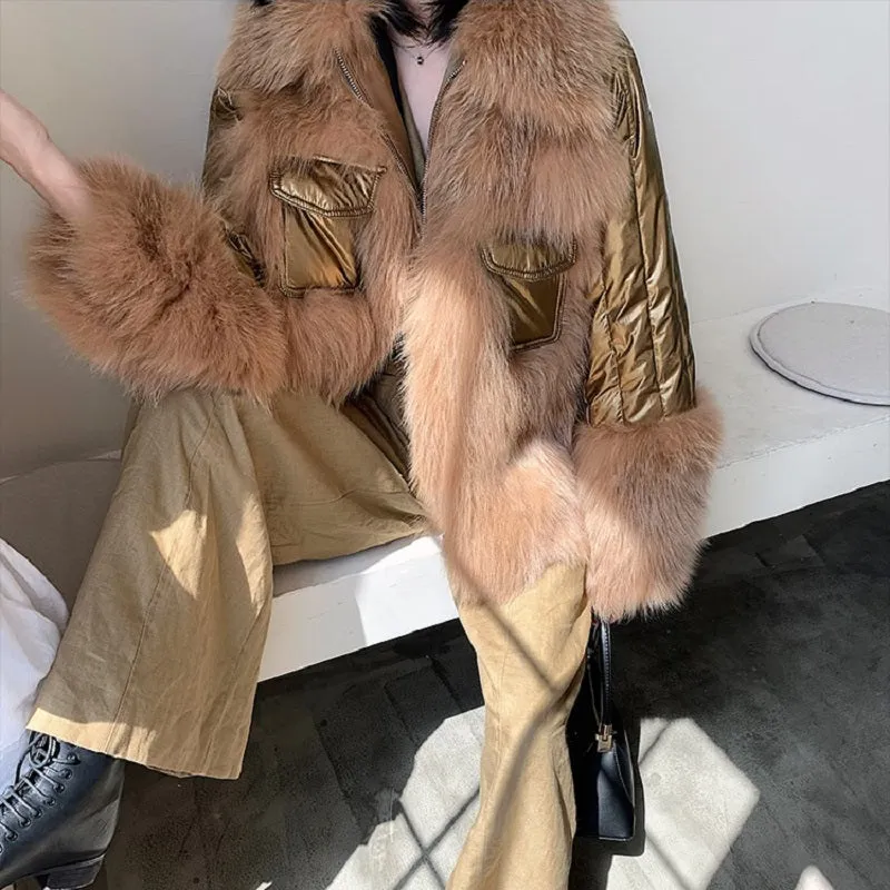 Women's Winter Casual Thick Loose Coat With Fox Fur