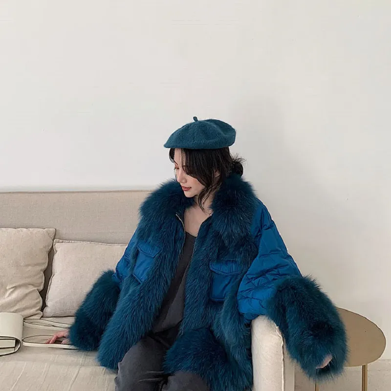 Women's Winter Casual Thick Loose Coat With Fox Fur