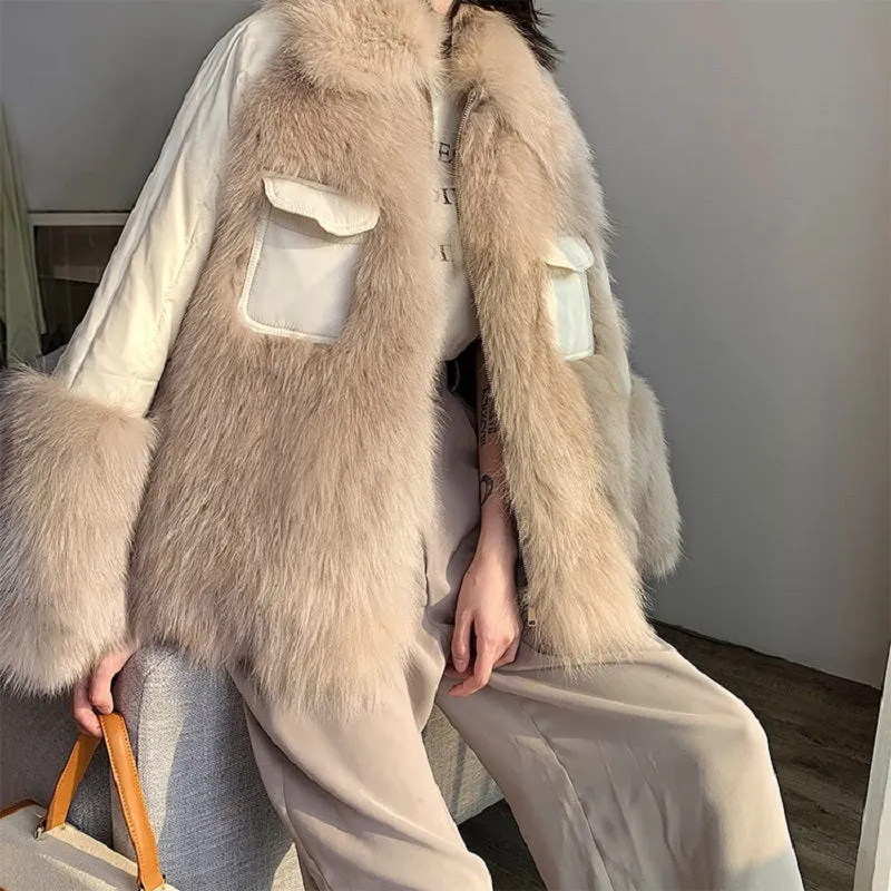 Women's Winter Casual Thick Loose Coat With Fox Fur