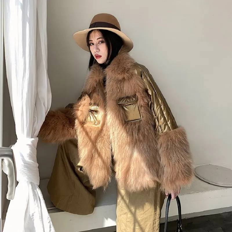 Women's Winter Casual Thick Loose Coat With Fox Fur