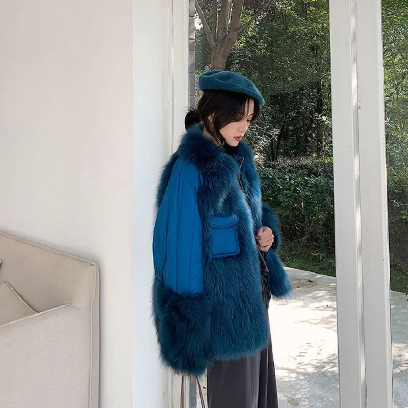 Women's Winter Casual Thick Loose Coat With Fox Fur
