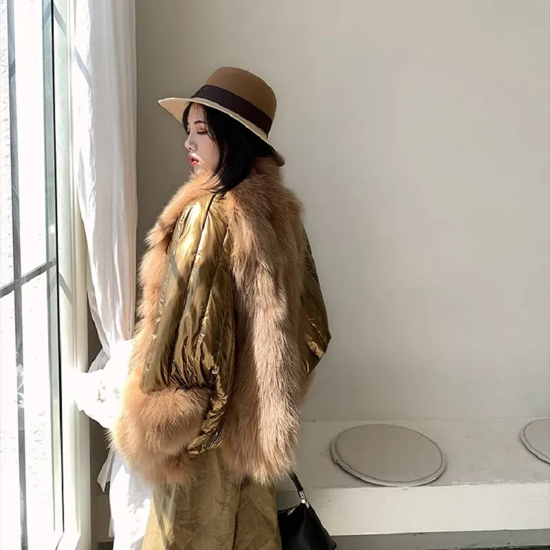 Women's Winter Casual Thick Loose Coat With Fox Fur