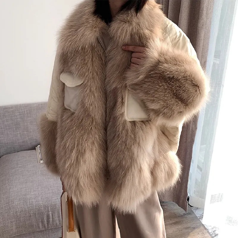 Women's Winter Casual Thick Loose Coat With Fox Fur