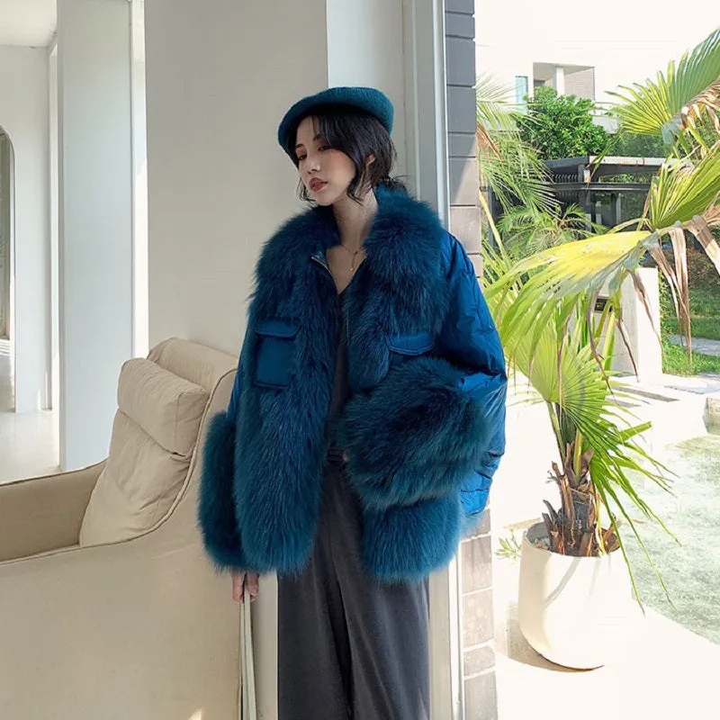 Women's Winter Casual Thick Loose Coat With Fox Fur