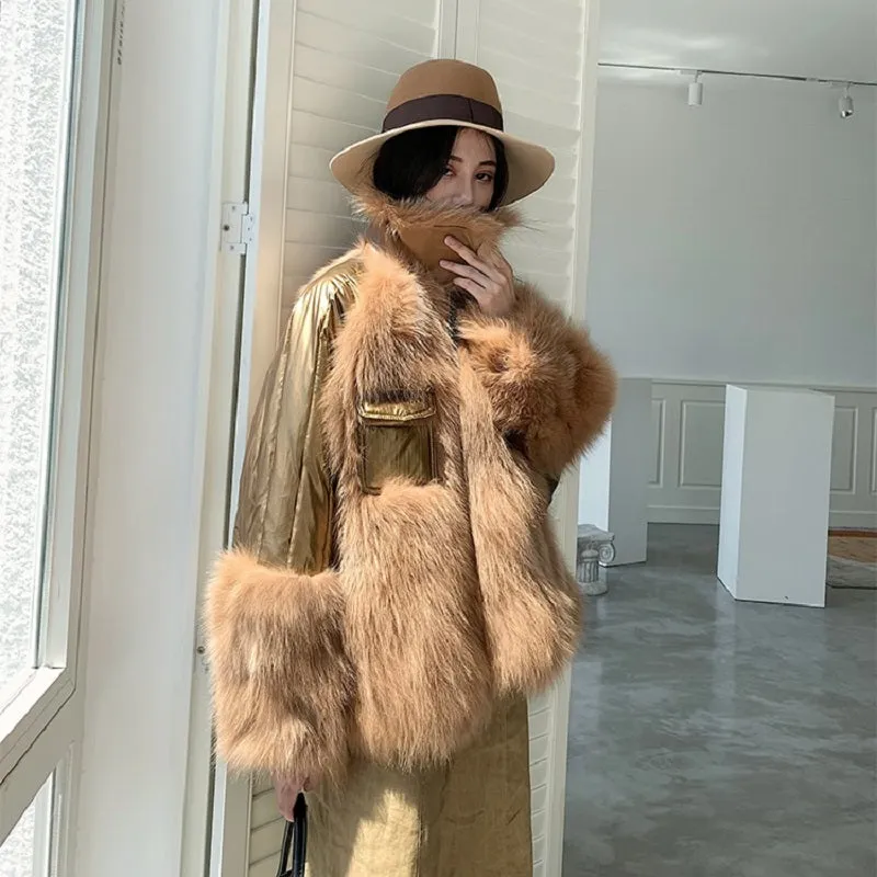 Women's Winter Casual Thick Loose Coat With Fox Fur