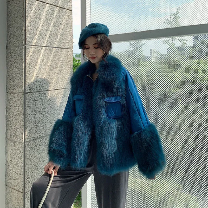 Women's Winter Casual Thick Loose Coat With Fox Fur