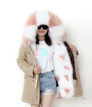 Women's Winter Casual Warm Hooded Parka With Raccoon Fur