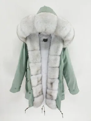 Women's Winter Casual Waterproof Long Slim Parka With Fox Fur
