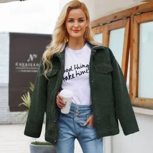 Women's Winter Faux fur Lapel Button Jacket