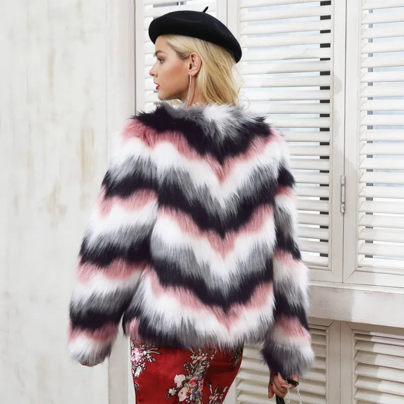 Women's Winter Faux Fur Long Sleeved Coat