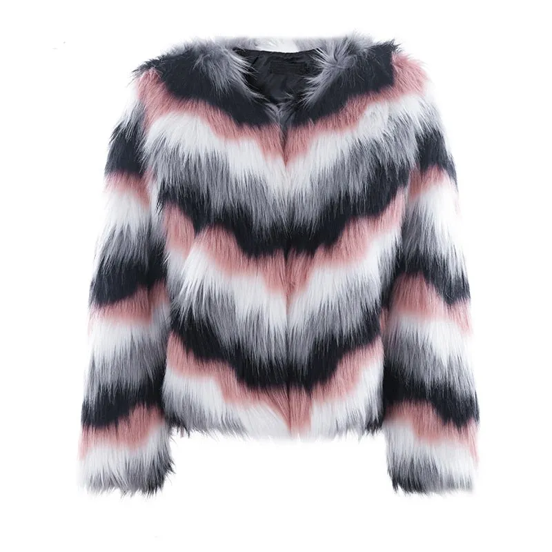 Women's Winter Faux Fur Long Sleeved Coat
