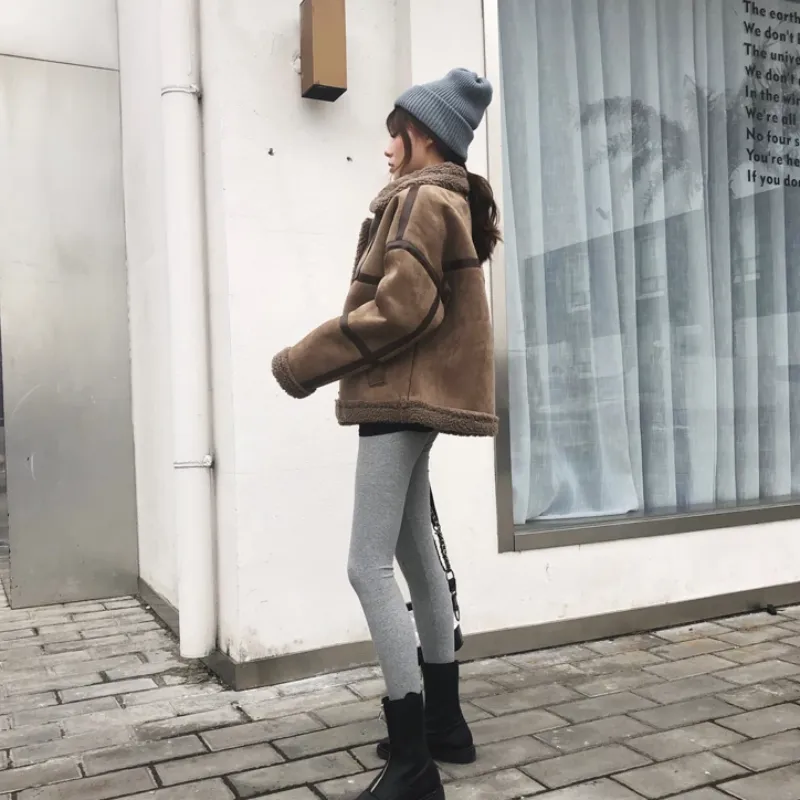 Women's Winter Faux Sheepskin Short Coat With Faux Wool